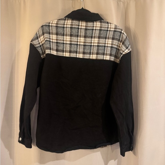 Source Unknown Black and White Plaid Jean Jacket - Picture 2 of 5